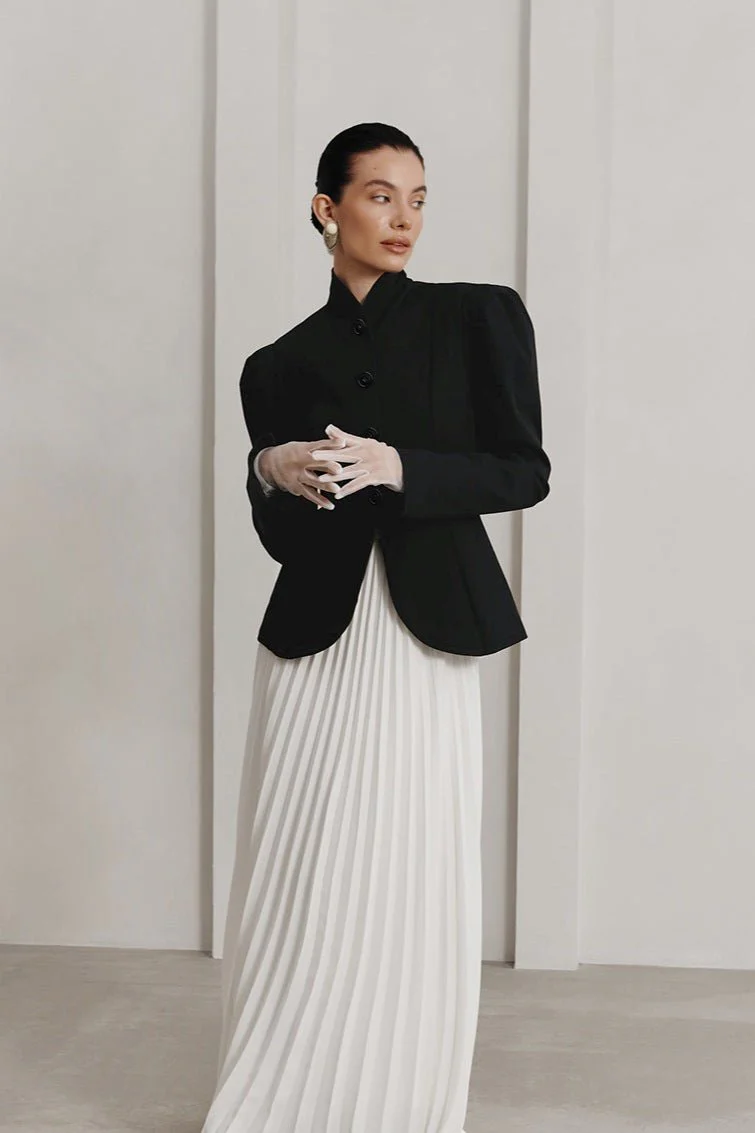 Aira Stand Collar Flared Blazer - Image 3