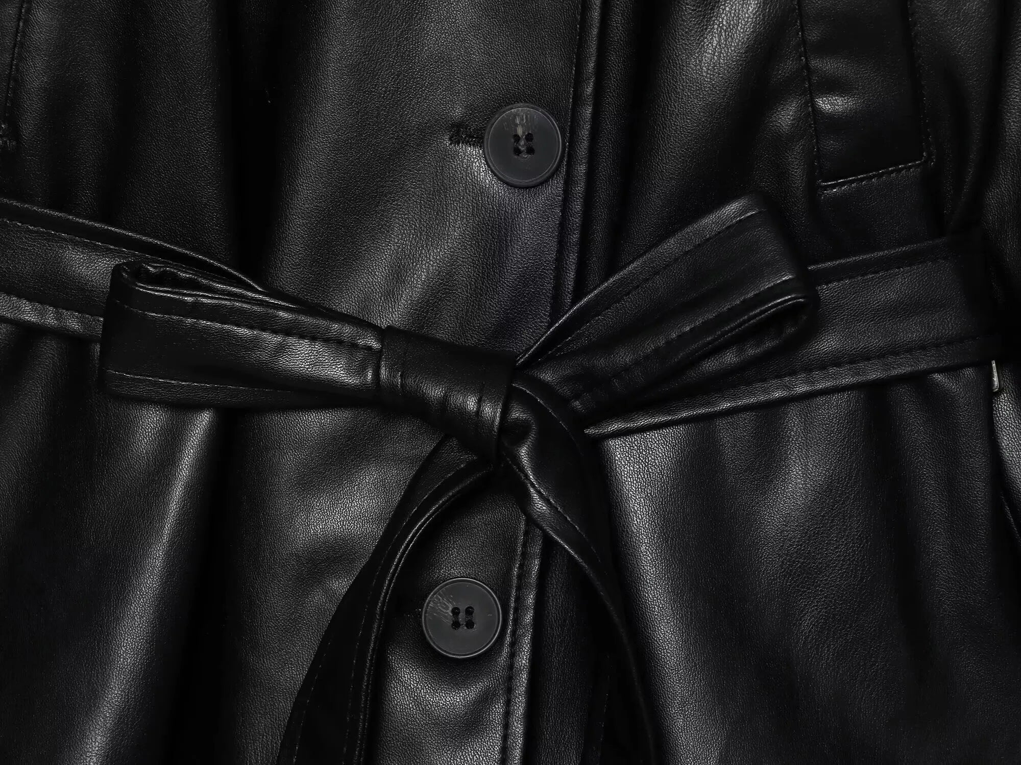 Alma Faux Leather Short Trench Coat - Image 5