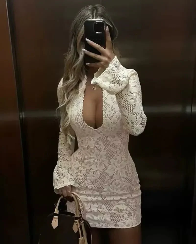 Amara Cut-Out Lace Mini Dress - Image 3