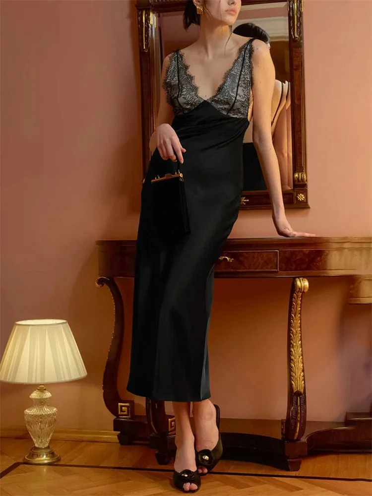 Ambre Lace V-Neck Patchwork Summer Dress - Image 4