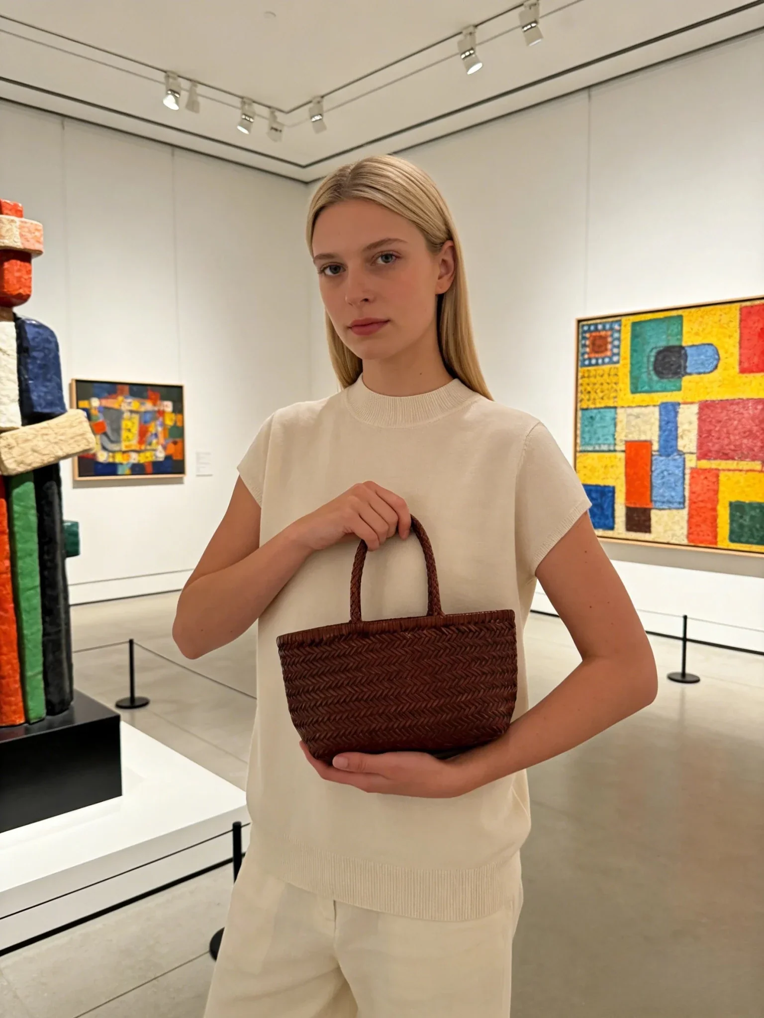 Anais Handwoven Leather Tote Bag - Image 3
