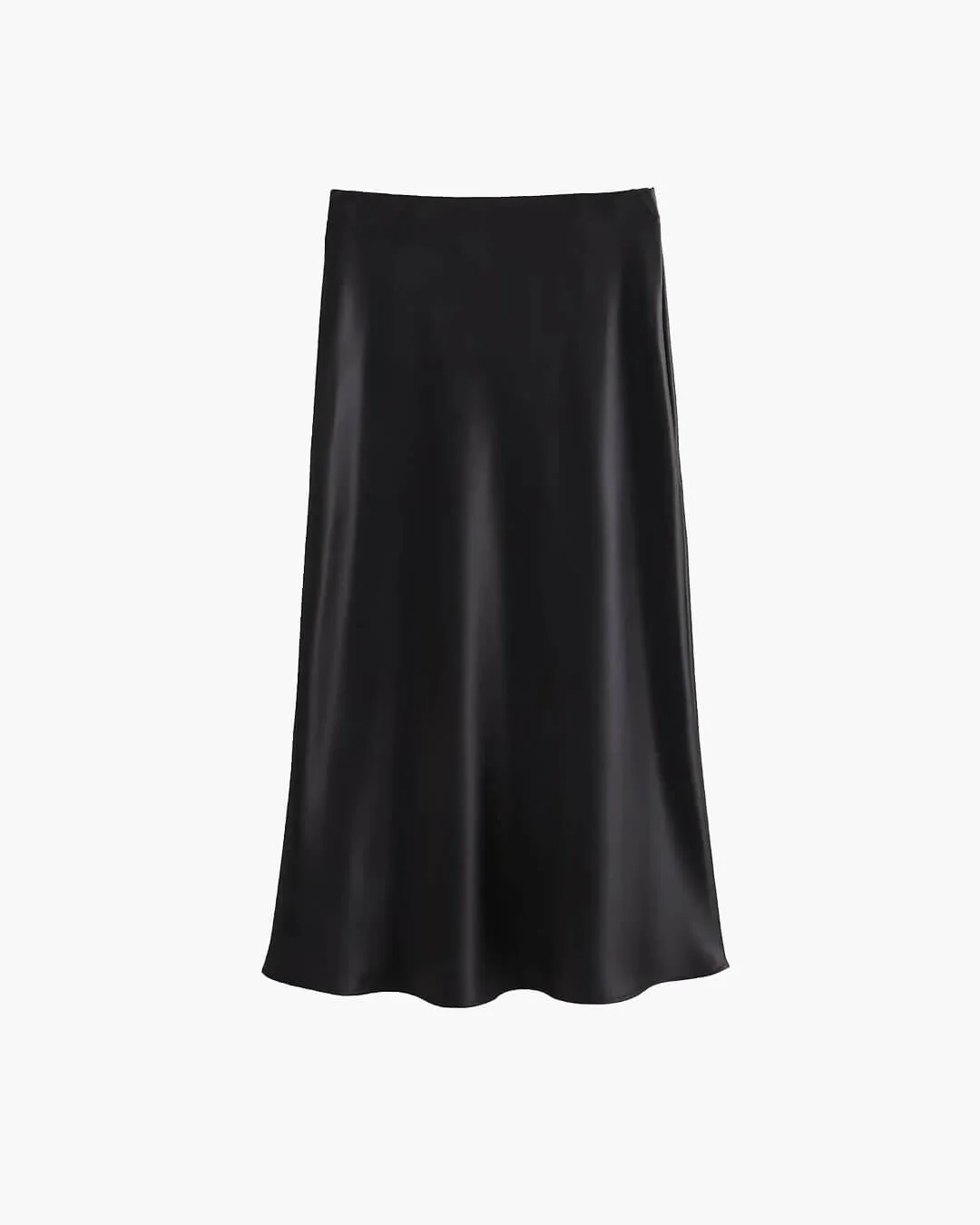Anais High Waist Black Satin Midi Skirt - Image 3