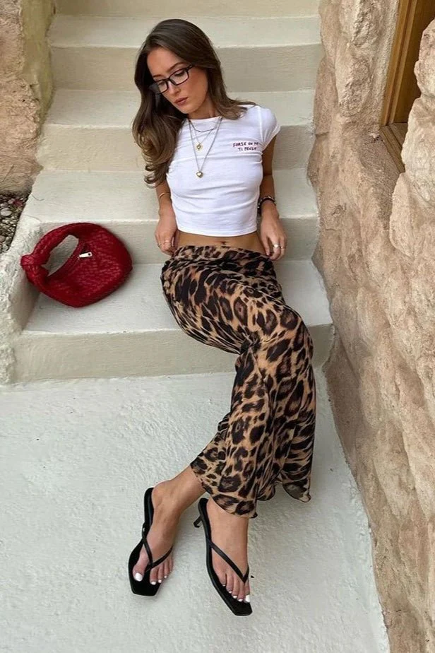 Anais Leopard Chiffon Mermaid Maxi Skirt - Image 5