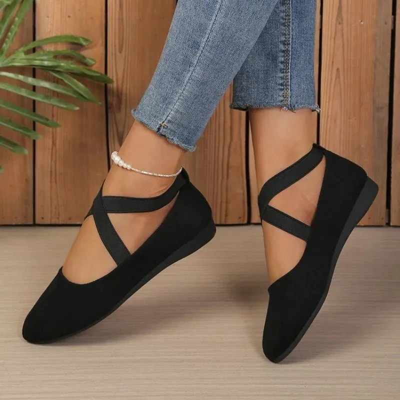 Anais Pointed Toe Cross-Strap Ballet Flats - Image 5