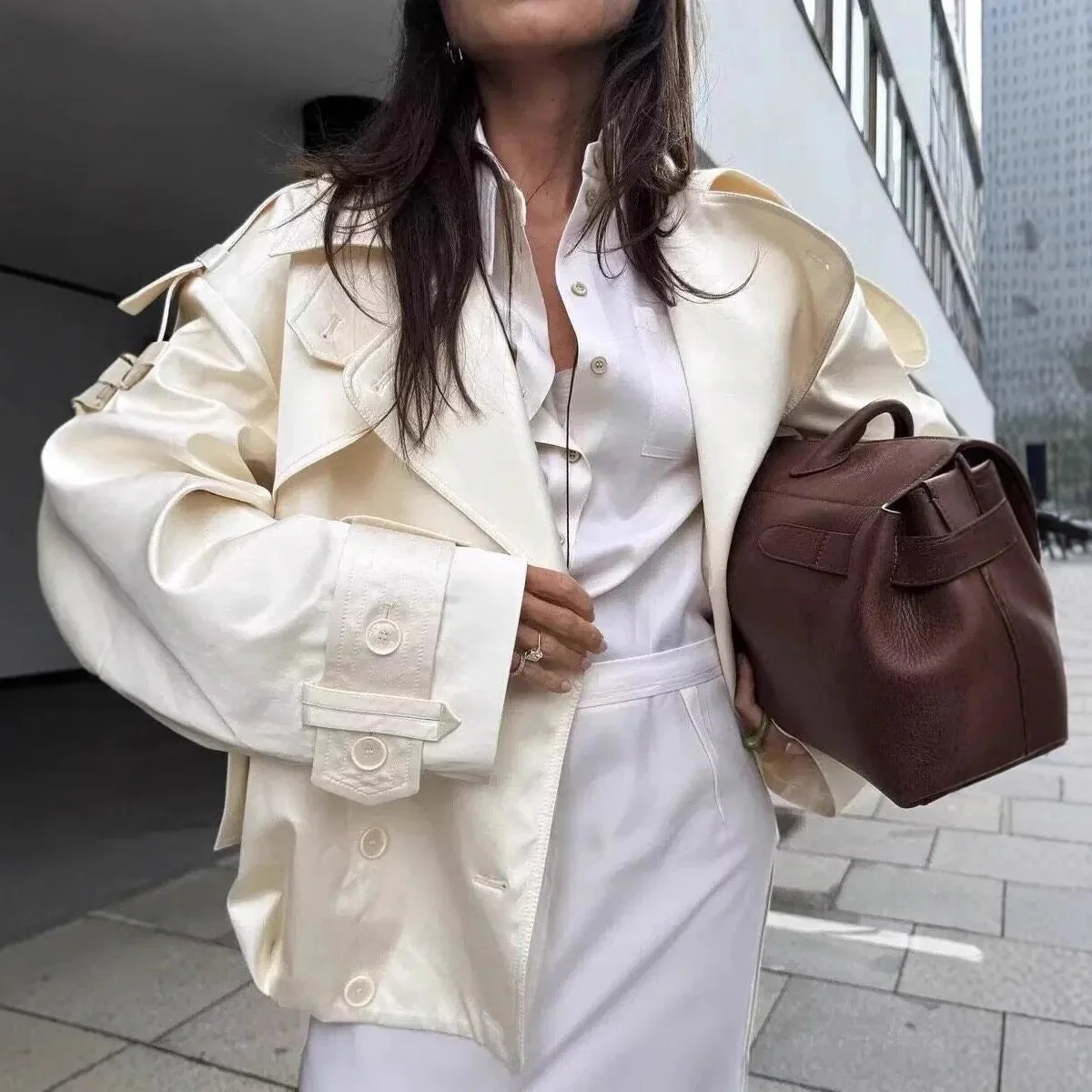 Anais Retro Double-Button Windbreaker Jacket - Image 2