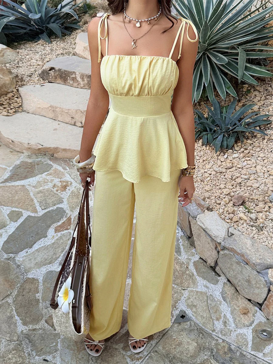Annalyn Pleated Spaghetti Strap Two-Piece Set - Image 4