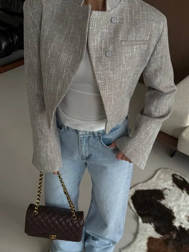 Anneliese Cropped Button-Front Blazer - Image 6