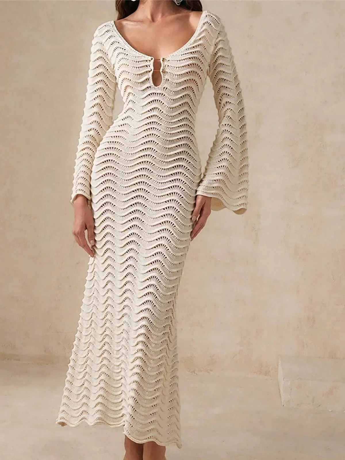 Arabella Lace-Up Knit Maxi Dress
