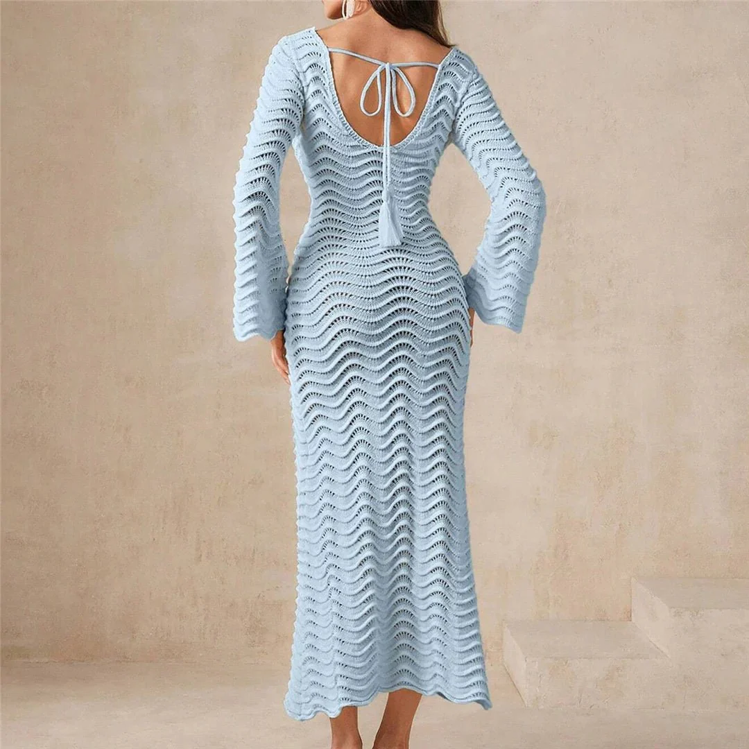 Arabella Lace-Up Knit Maxi Dress - Image 6