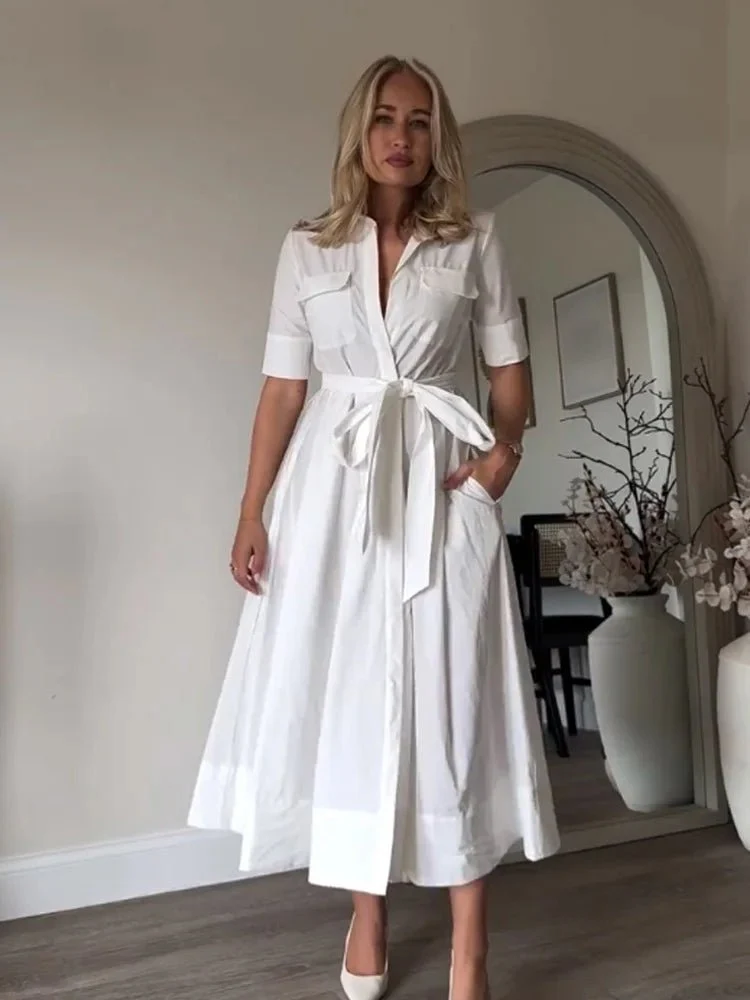 Ariane Belted Shirt Midi Dress - Image 2
