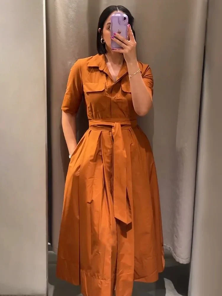 Ariane Belted Shirt Midi Dress - Image 5