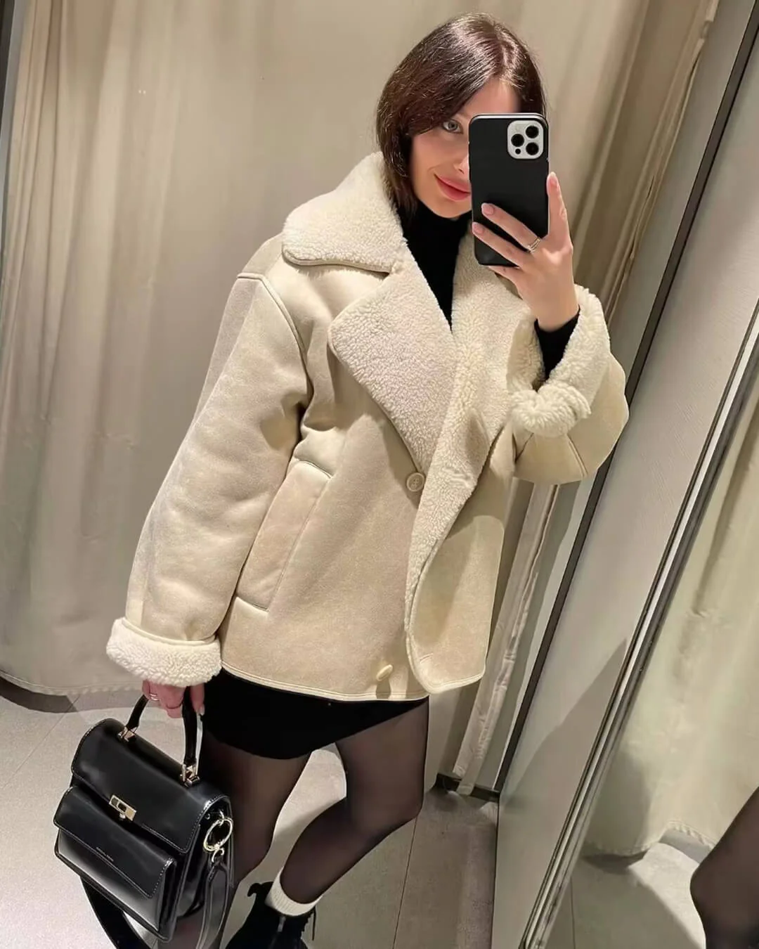 Arianne Sherpa Faux Leather Jacket - Image 6