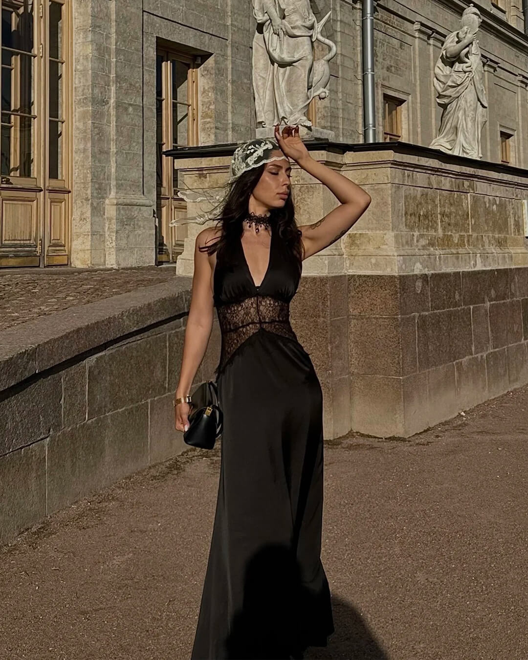 Astrid Satin Lace Waist Backless Dress - Image 11