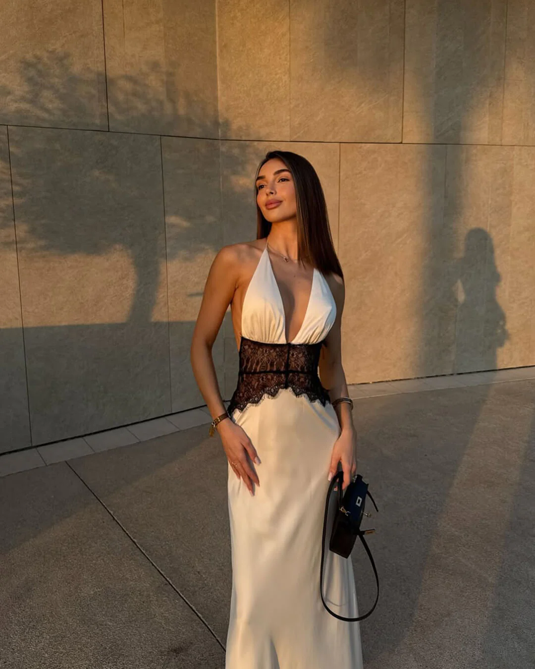 Astrid Satin Lace Waist Backless Dress - Image 13