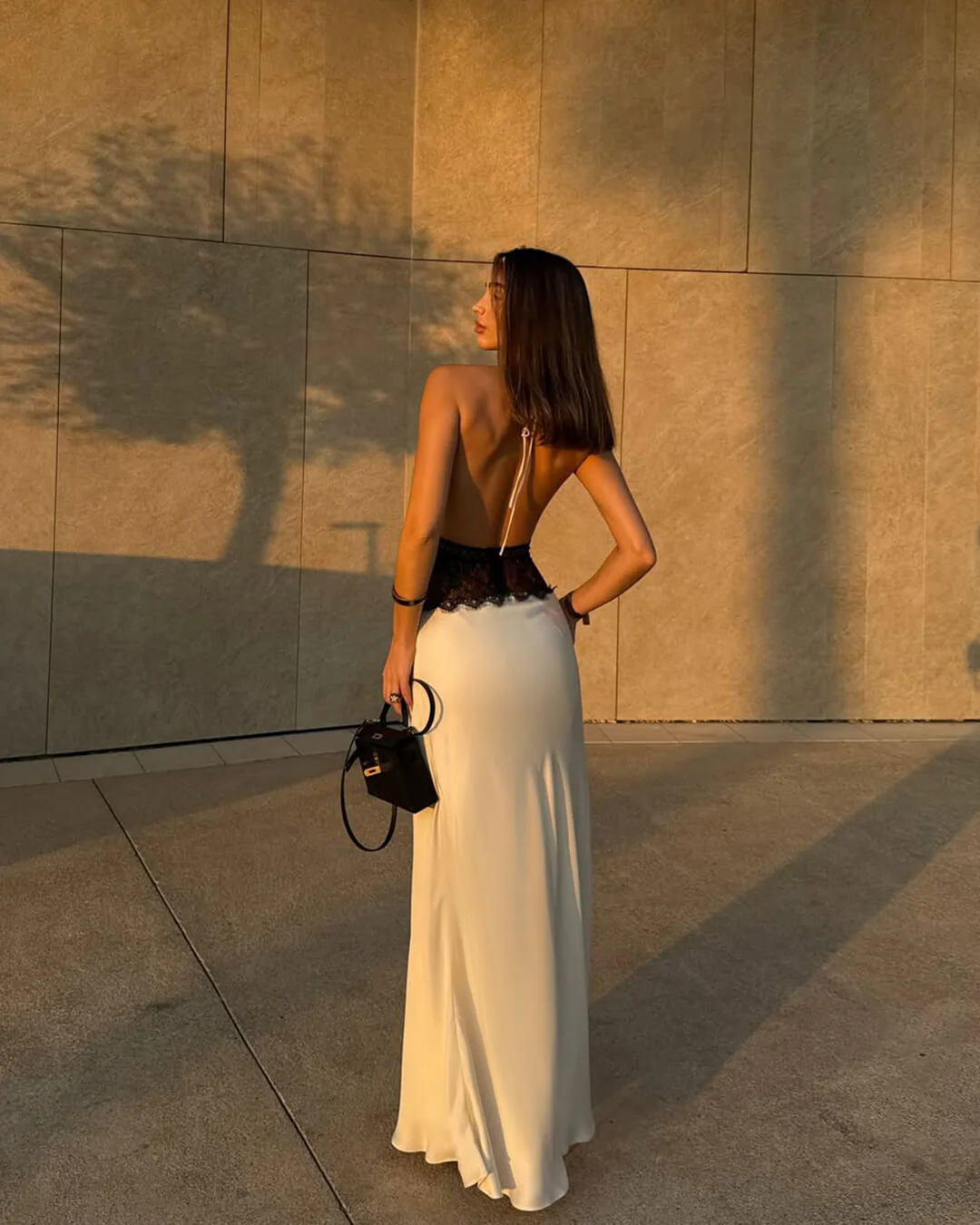 Astrid Satin Lace Waist Backless Dress - Image 15