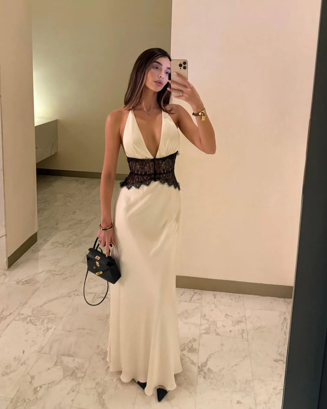 Astrid Satin Lace Waist Backless Dress - Image 4