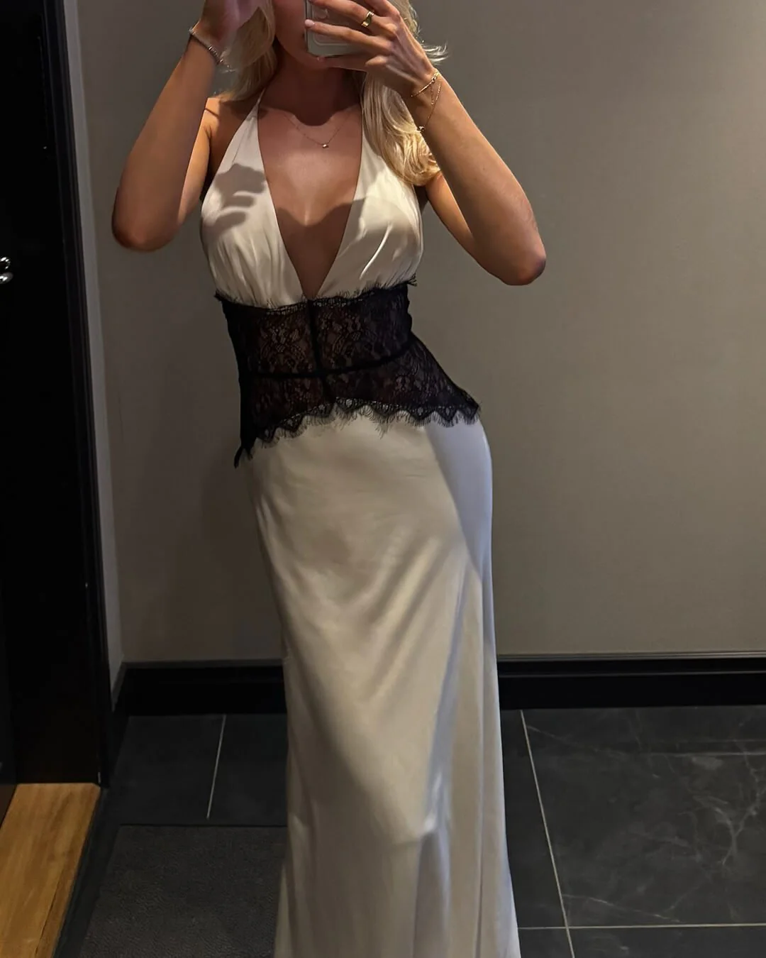 Astrid Satin Lace Waist Backless Dress - Image 8
