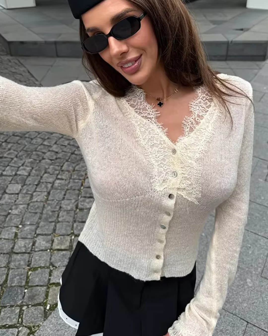 Aurelie Knitted Lace Cardigan - Image 2