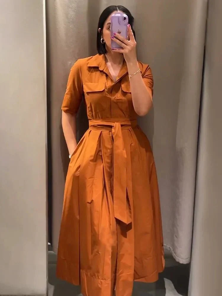 Beatrice Belted Shirt Midi Dress - Image 5