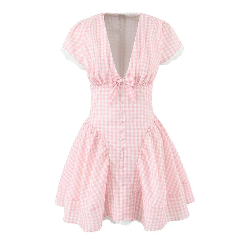 Beatrice Bow V-Neck Mini Dress - Image 14