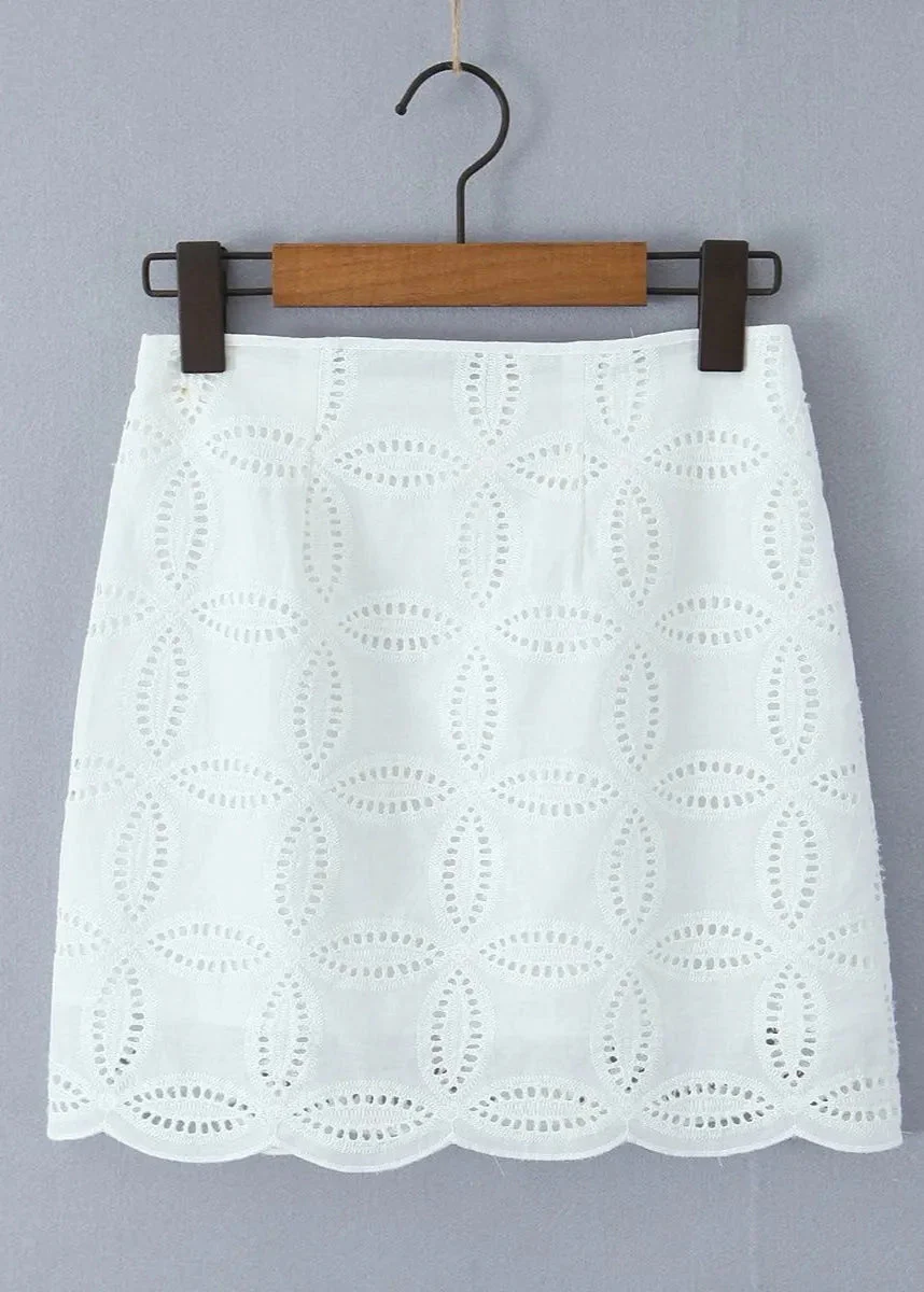Beatrice Embroidered Cotton Shirt and Skirt Set - Image 7
