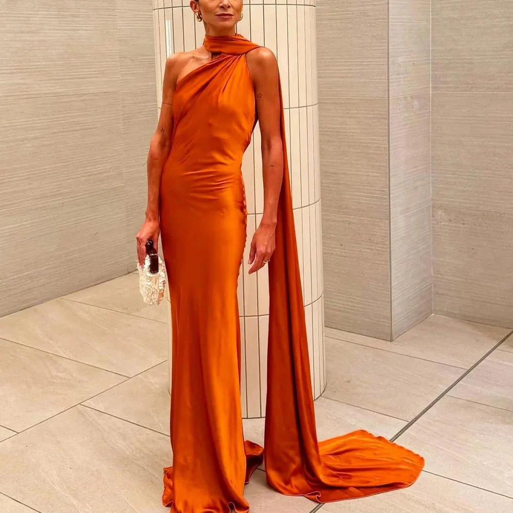 Beatrice Halter Backless Silk Satin Maxi Dress - Image 3