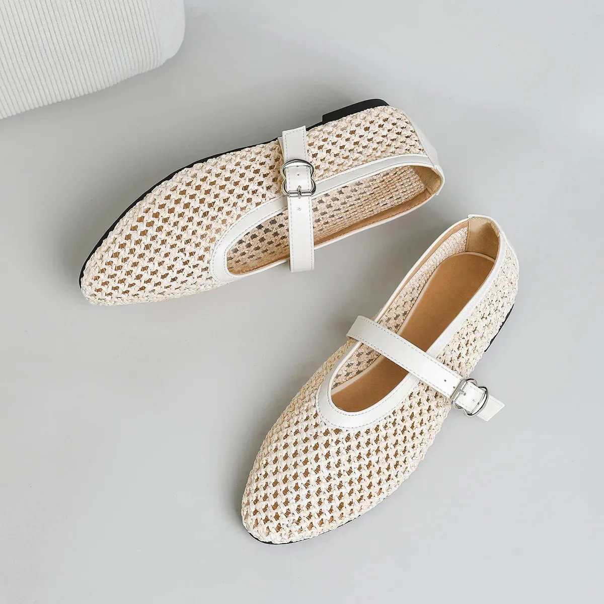 Beatrice Hollow Weave Mary Jane Flats - Image 4
