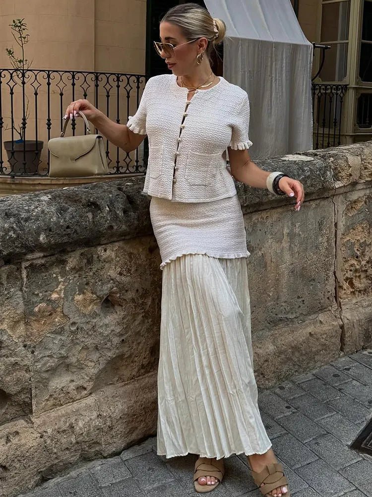 Beatrice Knitted Tank & Pleated Skirt Set