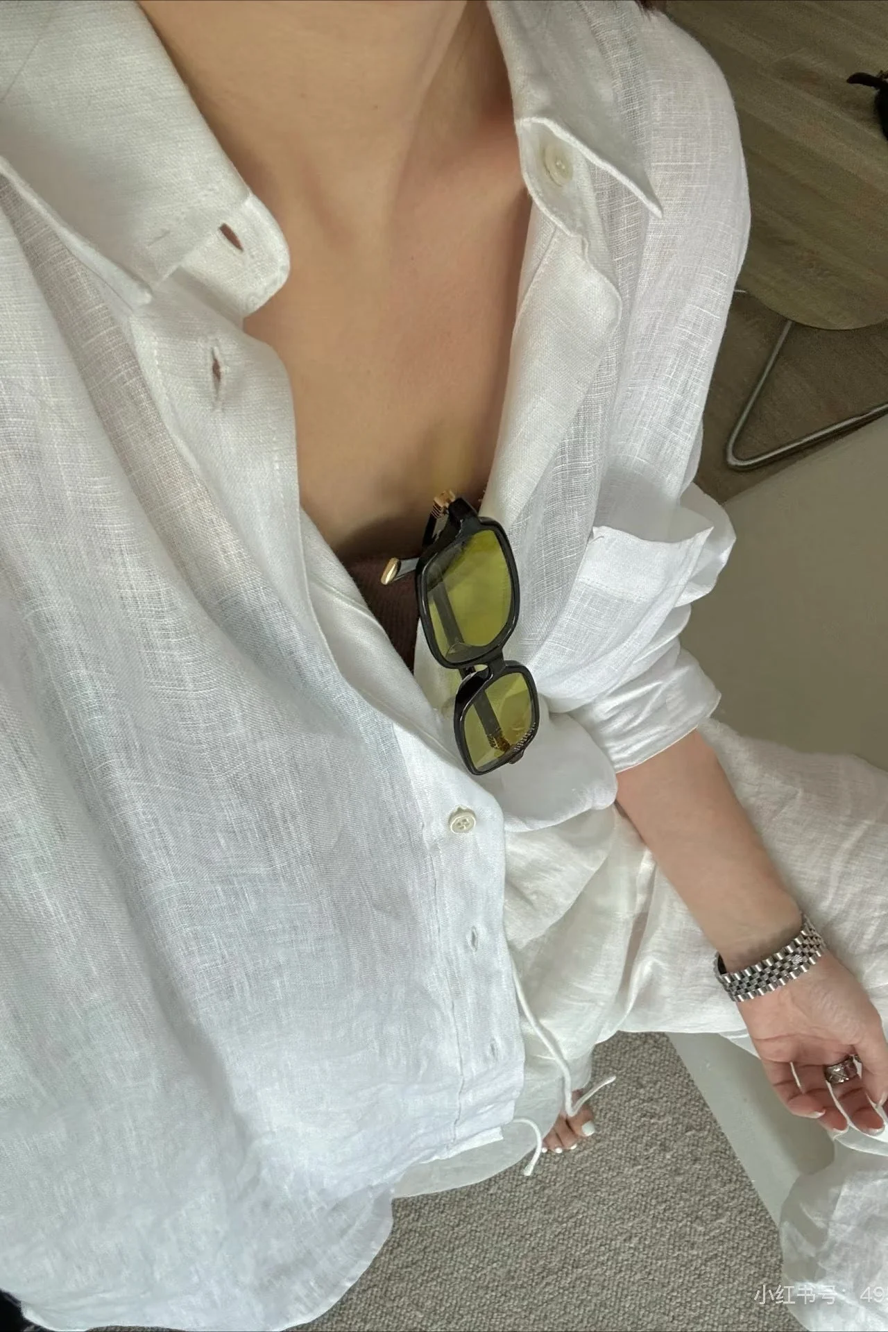 Beatrice Linen Loose Fit Long Sleeve Blouse - Image 2
