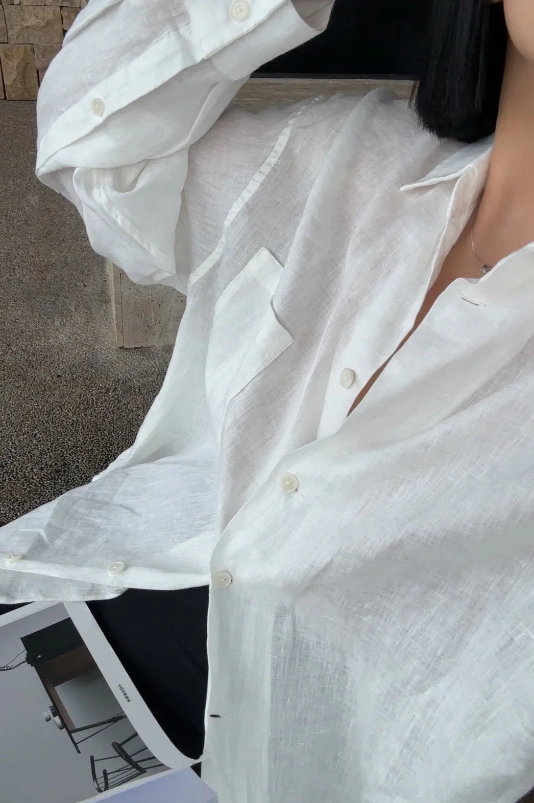Beatrice Linen Loose Fit Long Sleeve Blouse - Image 4