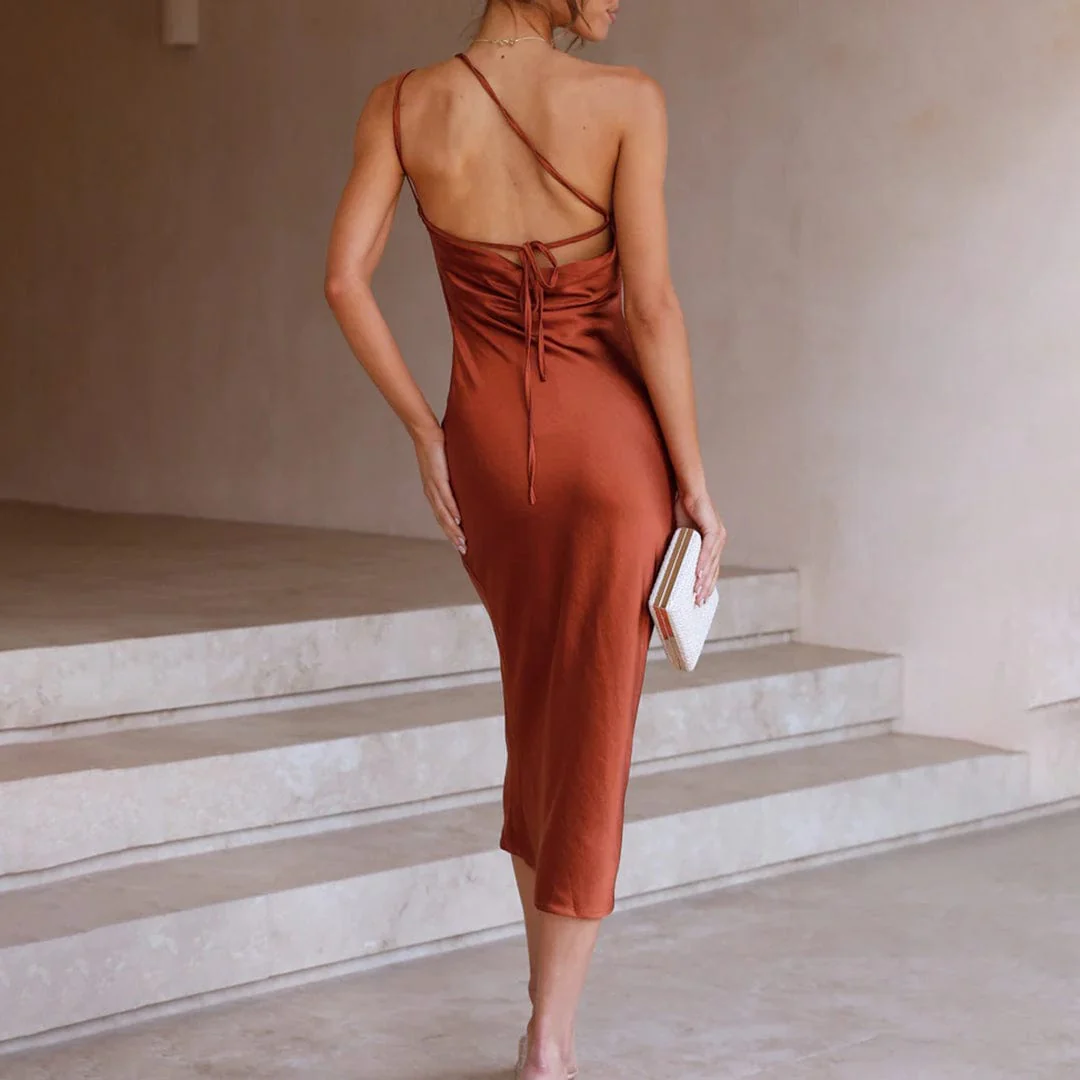 Beatrice One-Shoulder Midi Wedding Guest Dress - Image 2