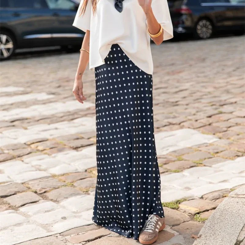 Beatrice Polka Dot Satin Maxi Skirt - Image 5