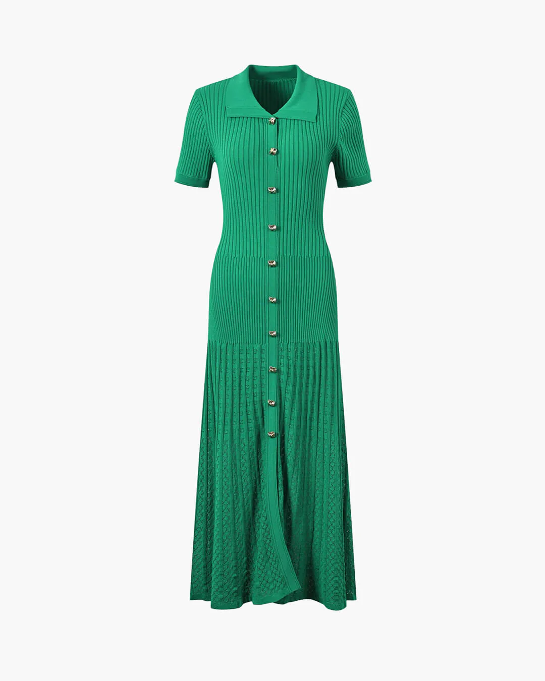 Beatrice Turn-Down Collar Knit Maxi Dress - Image 7
