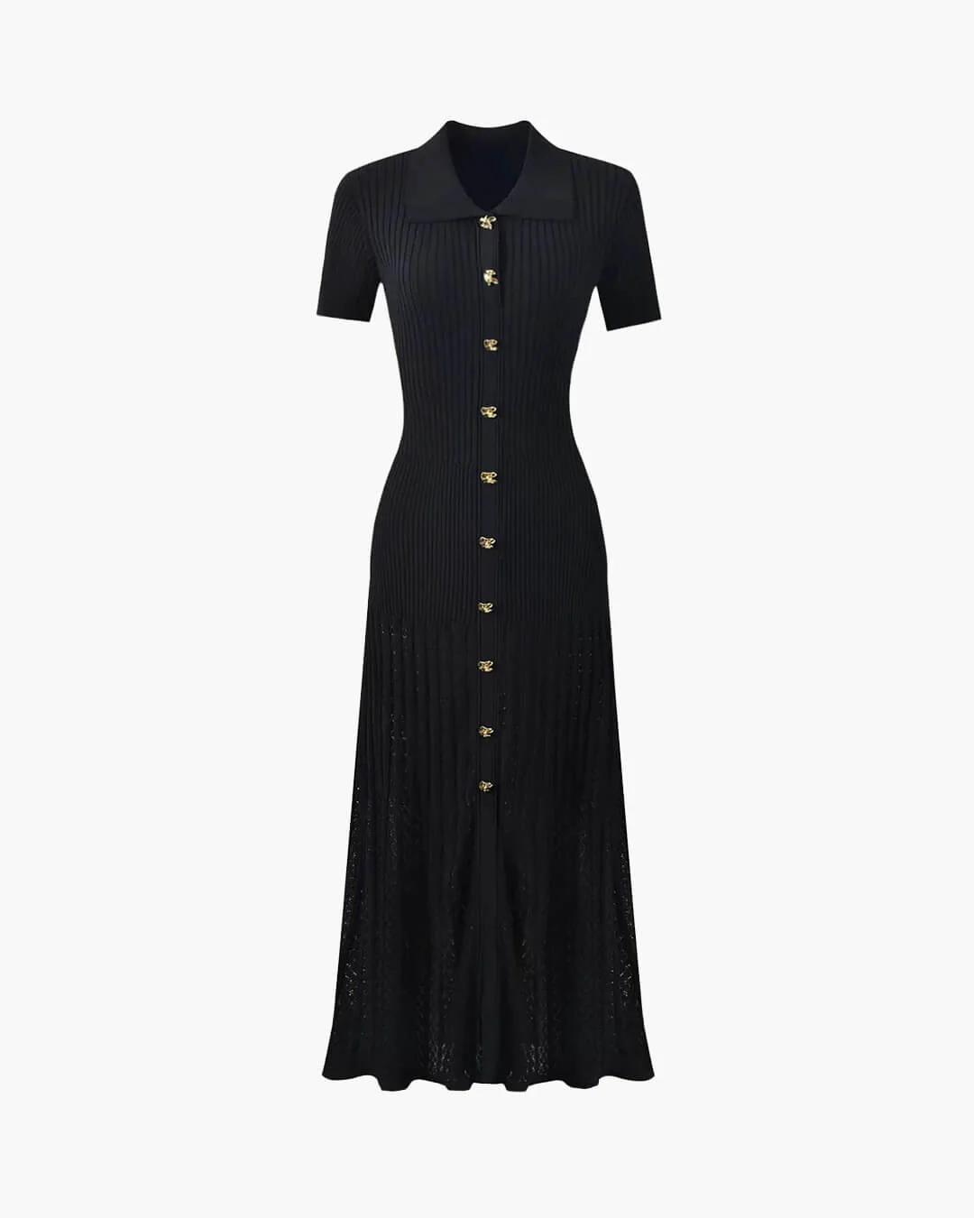 Beatrice Turn-Down Collar Knit Maxi Dress - Image 8