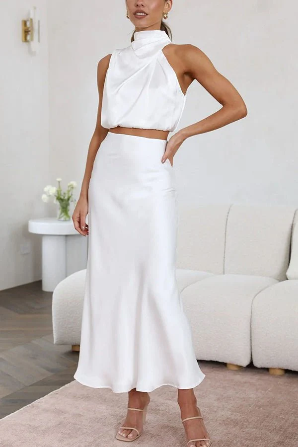 Beatrice Two-Piece Satin Wedding Guest Set - Image 8