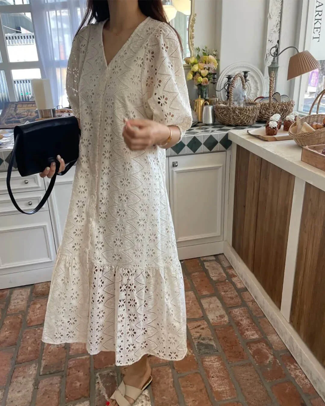 Beatrice V-Neck Embroidered Maxi Dress