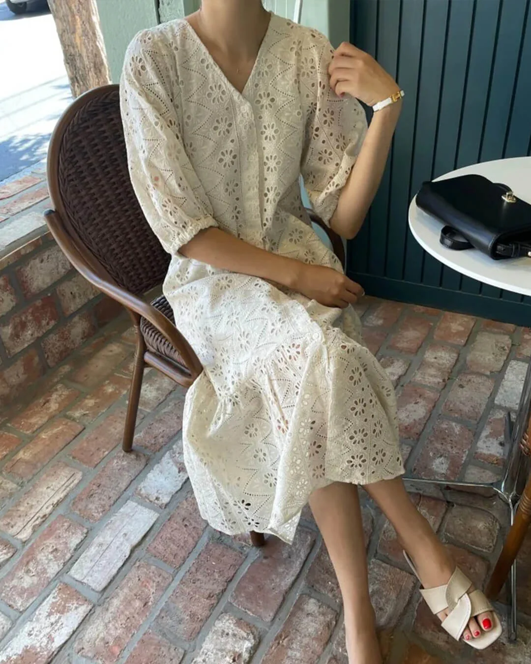 Beatrice V-Neck Embroidered Maxi Dress - Image 3