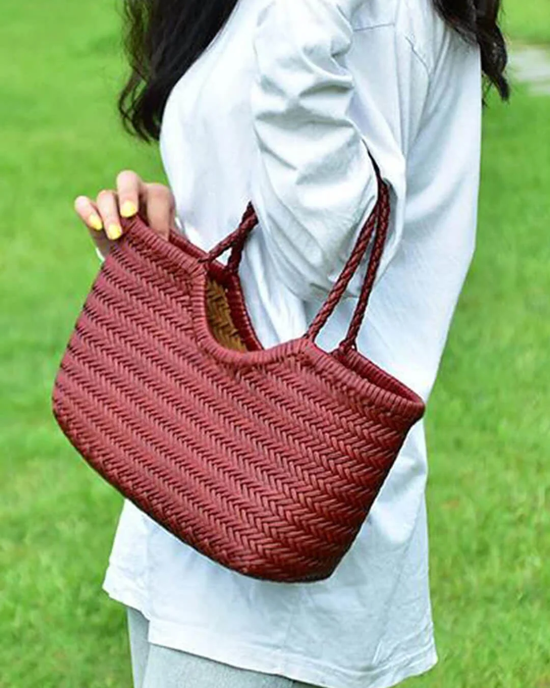 Beatrice Woven Leather Tote Bag - Image 13