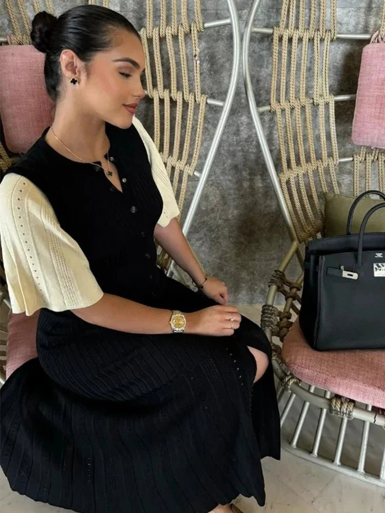 Bianca Bell Sleeve Pleated Knit Midi Dress - Image 5