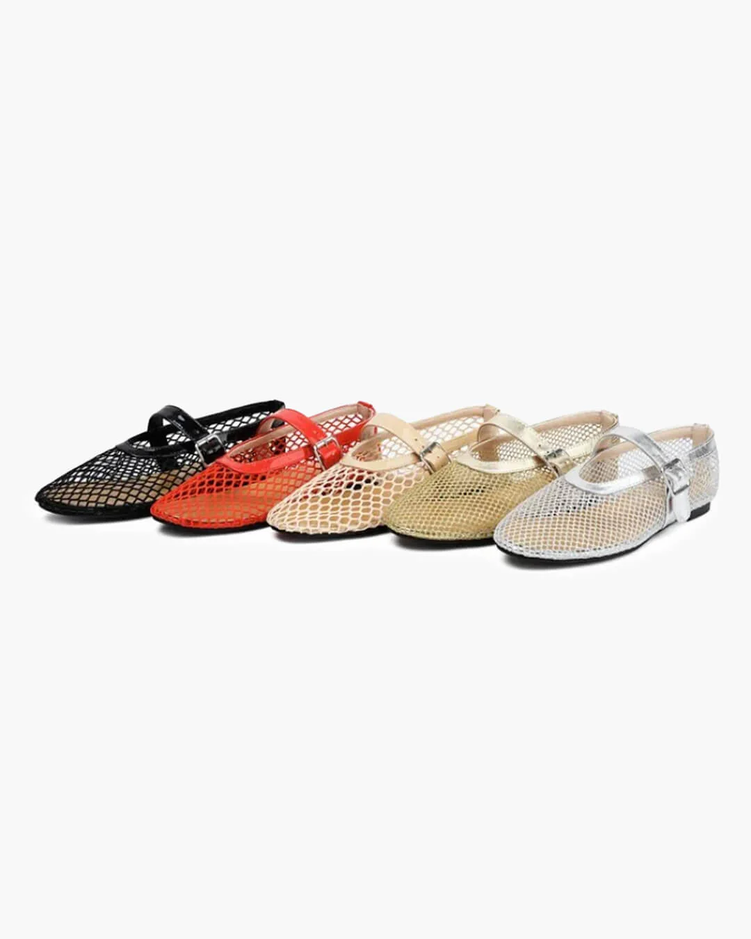 Bianca Buckled Mesh Ballet Flats - Image 7
