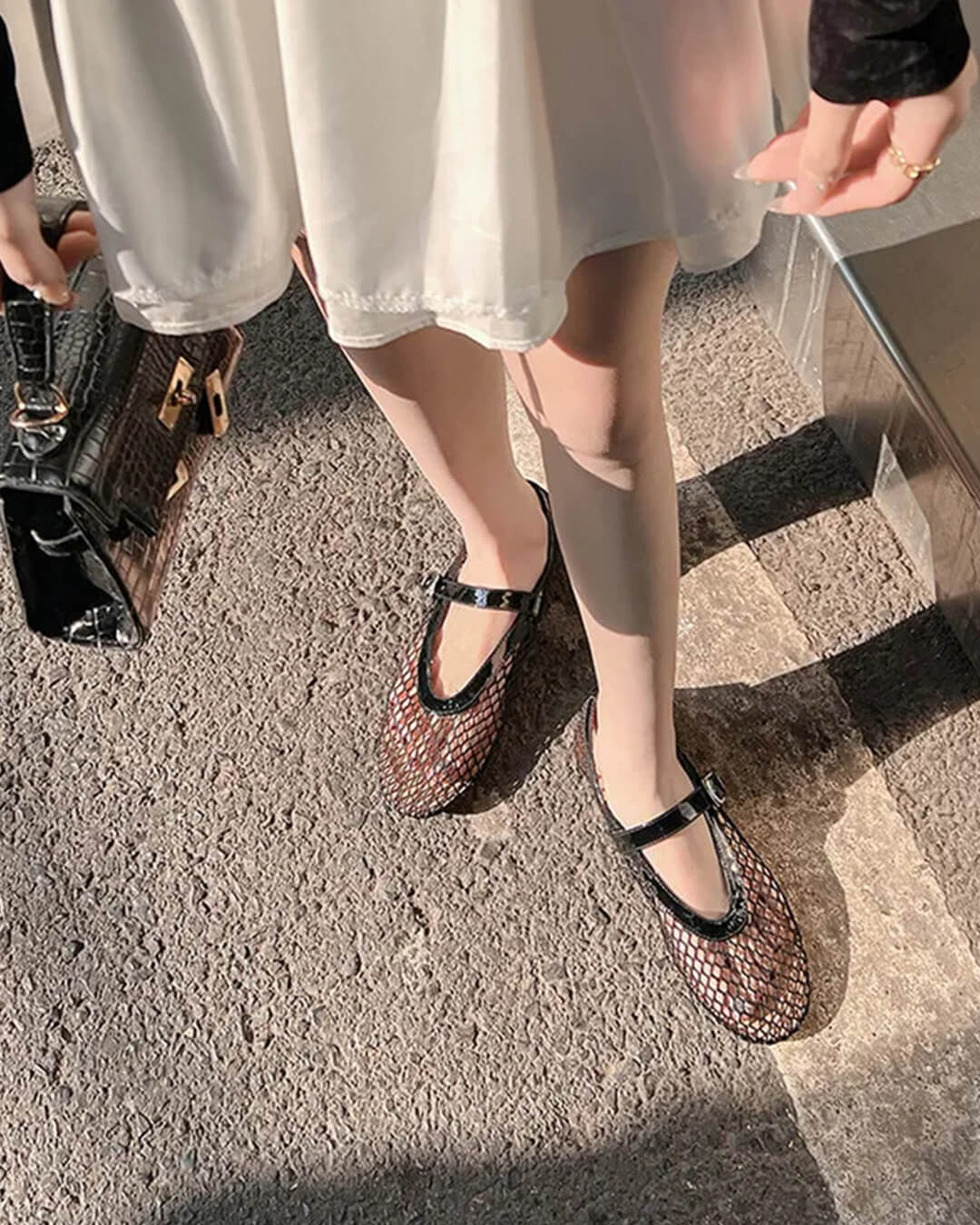 Bianca Buckled Mesh Ballet Flats - Image 9