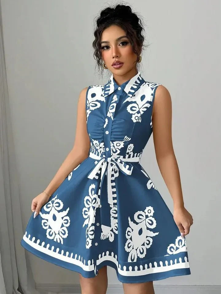 Bianca Butterfly Print Tie-Waist Midi Dress - Image 5