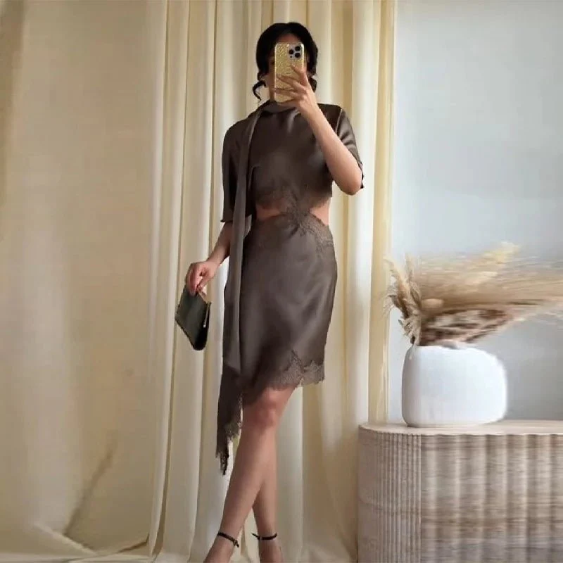 Bianca Cut Out Satin Mini Dress - Image 4