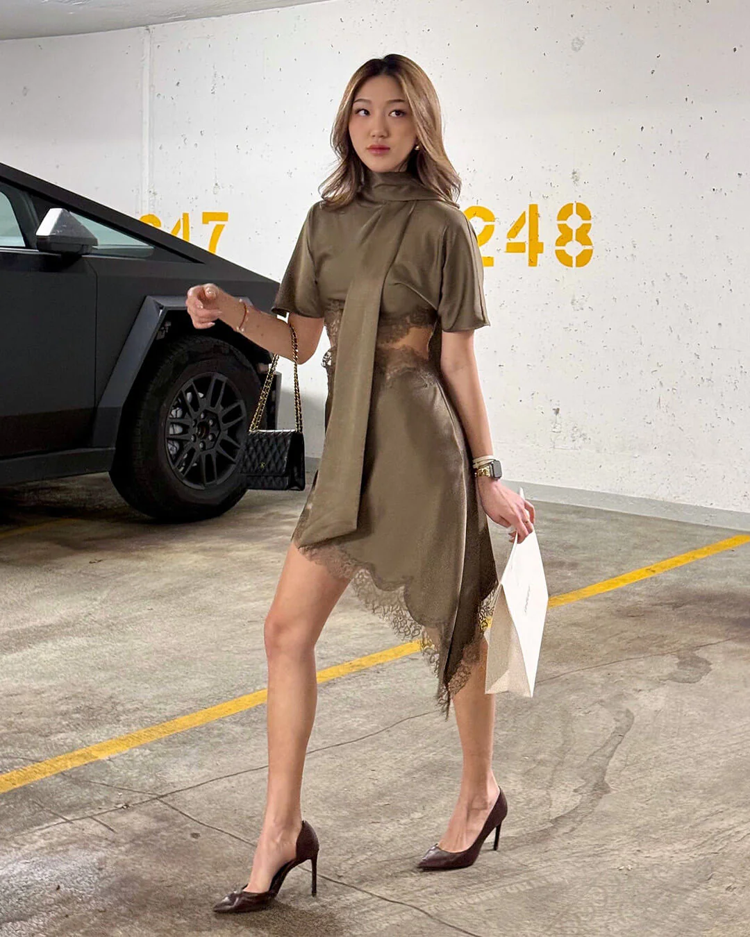 Bianca Cut Out Satin Mini Dress - Image 7