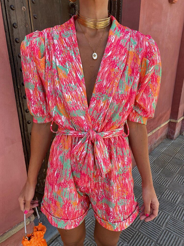 Bianca Festival Print Belted Playsuit - Image 3