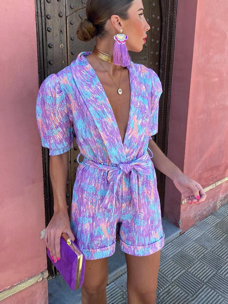 Bianca Festival Print Belted Playsuit - Image 5