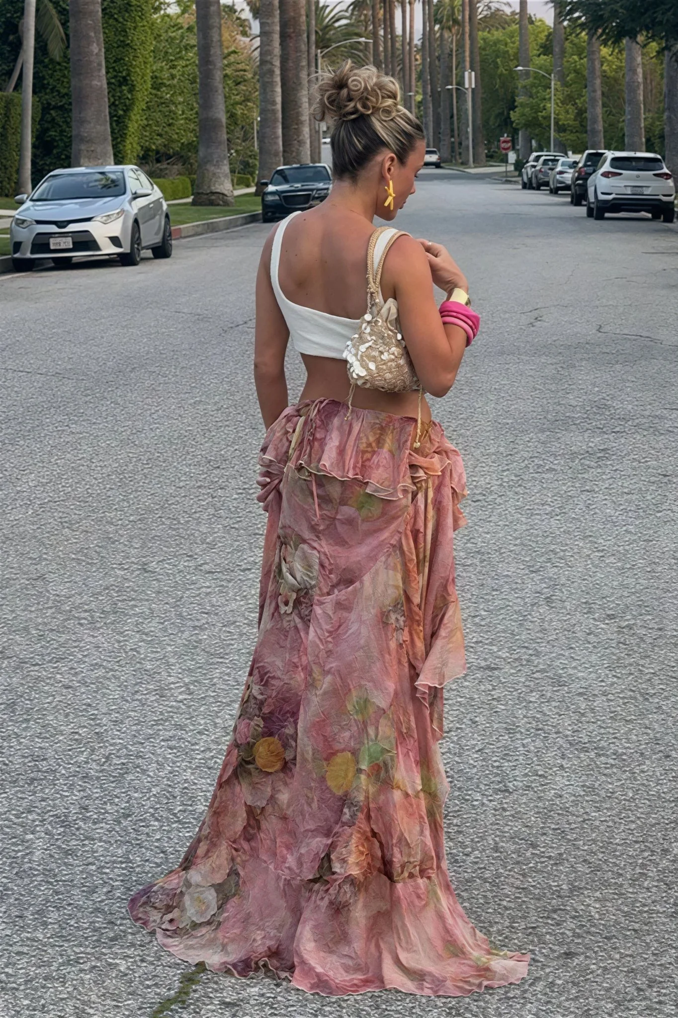 Bianca Floral Ruffled Asymmetrical Skirt - Image 6