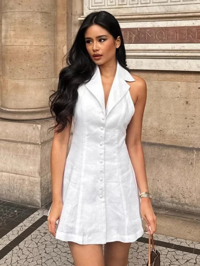 Bianca Halter V-Neck Mini Dress
