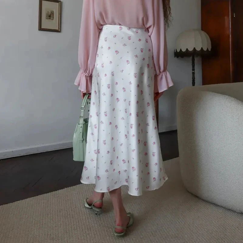 Bianca High Waist Satin Printed Midi Skirt - Image 2