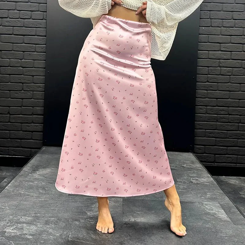 Bianca High Waist Satin Printed Midi Skirt - Image 4